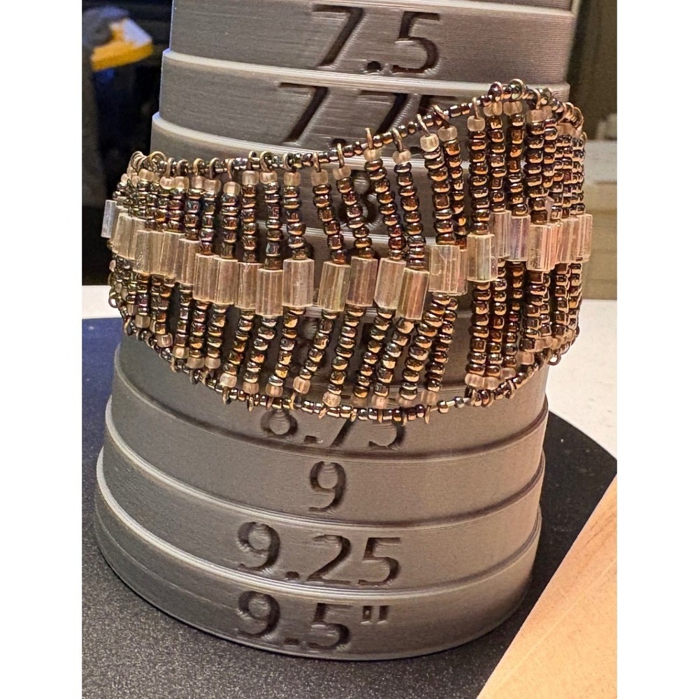 Beaded Cuff Bracelet Women 8.5" Bronze Good Statement Boho Adjustable